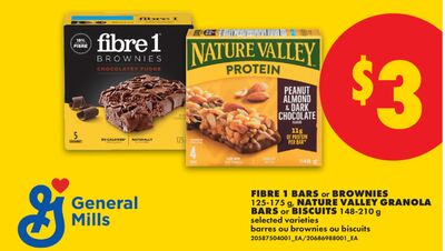 FIBRE 1 BARS or BROWNIES, 125-175 g, NATURE VALLEY GRANOLA BARS or BISCUITS, 148-210 g