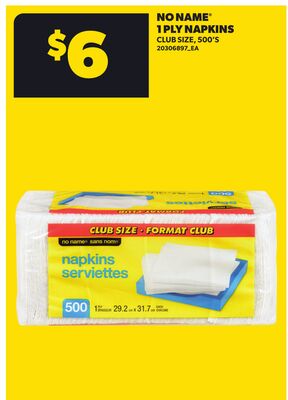 NO NAME® 1 PLY NAPKINS, 500'S