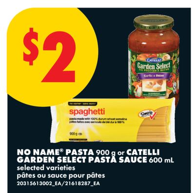 NO NAME® PASTA 900 G OR CATELLI GARDEN SELECT PASTA SAUCE 600 ML