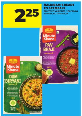 HALDIRAM'S READY TO EAT MEALS, 200/300 G