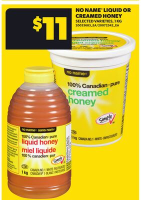 NO NAME® LIQUID OR CREAMED HONEY, 1 KG