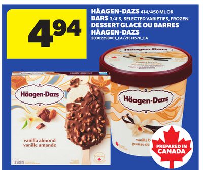HÄAGEN-DAZS 414/450 ML OR BARS 3/4'S