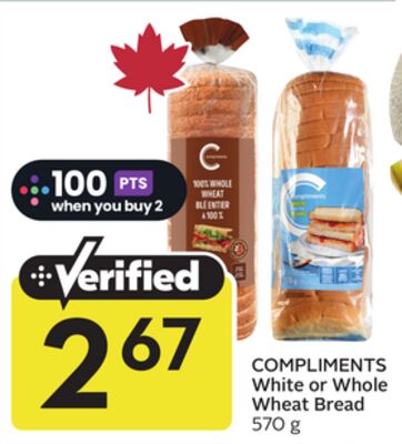 COMPLIMENTS White or Whole Wheat Bread