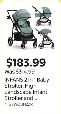 INFANS 2 in 1 Baby Stroller, High Landscape Infant Stroller and Reversible Bassinet Pram, Foldable Pushchair with Adjustable Canopy, Cup Holder, Storage Basket, Suspension Wheels (Black)