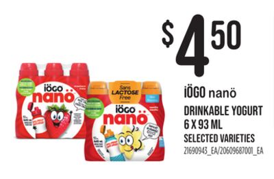 IÖGO NANÖ DRINKABLE YOGURT, 6 X 93 ML