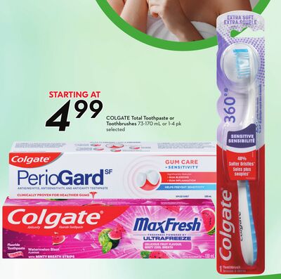 COLGATE Total Toothpaste or Toothbrushes